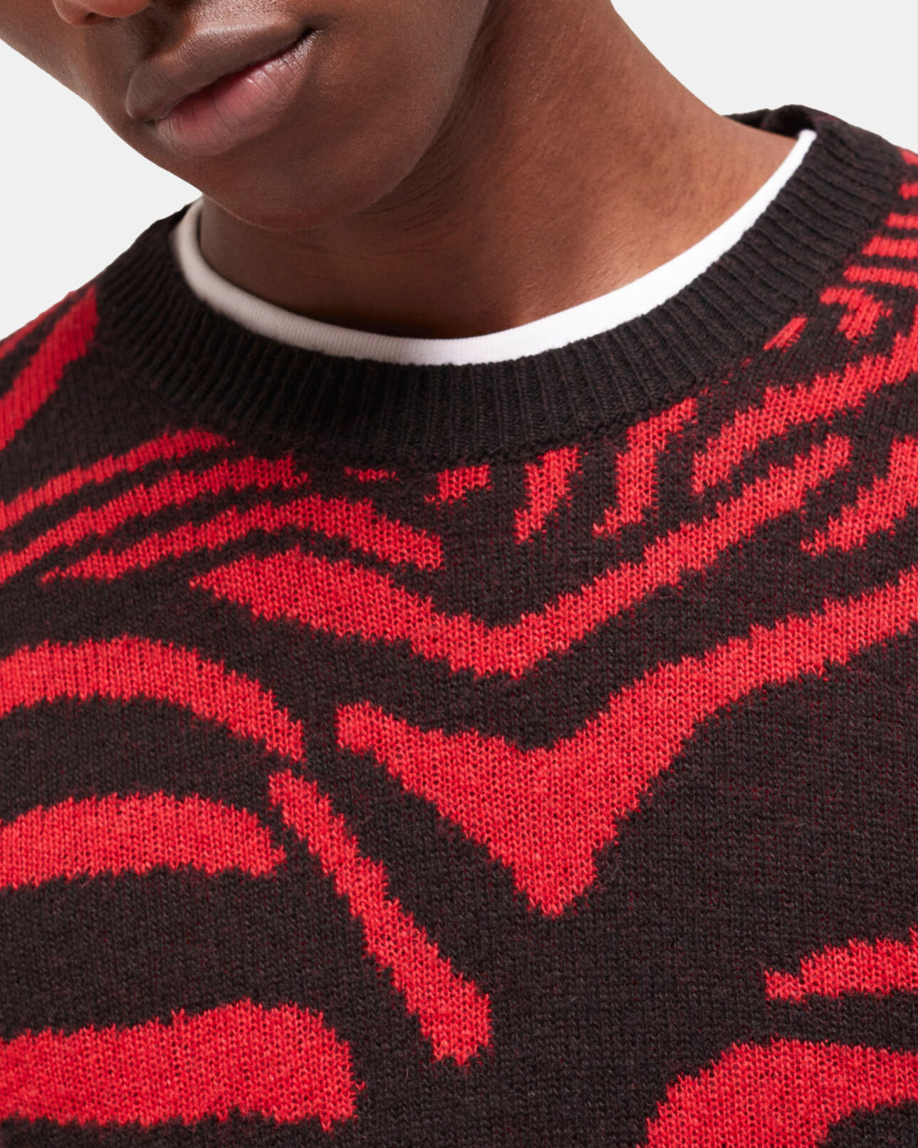 The Kooples HERREN BLACK - RED roter wollpullover mit print