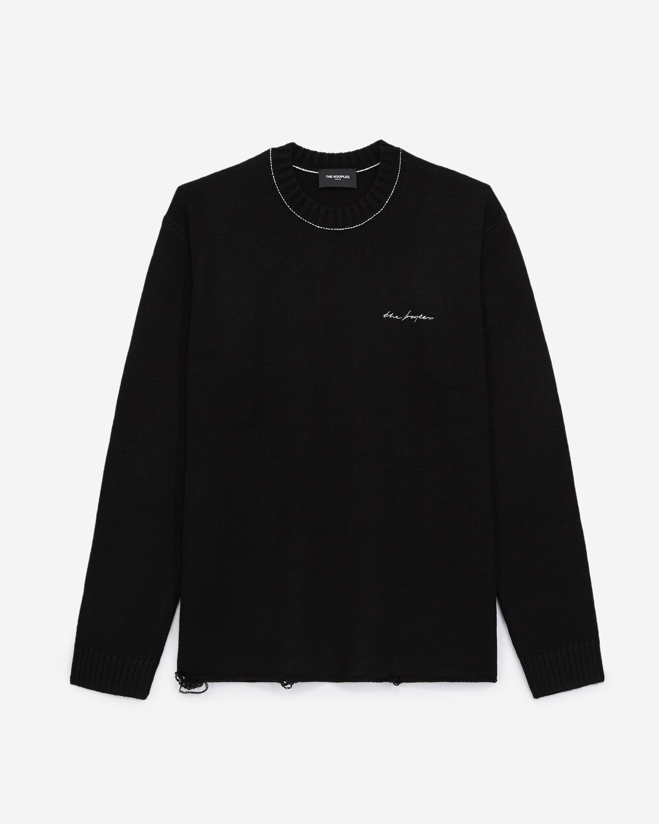 The Kooples HOMME BLACK pull laine mélangée noir à logo