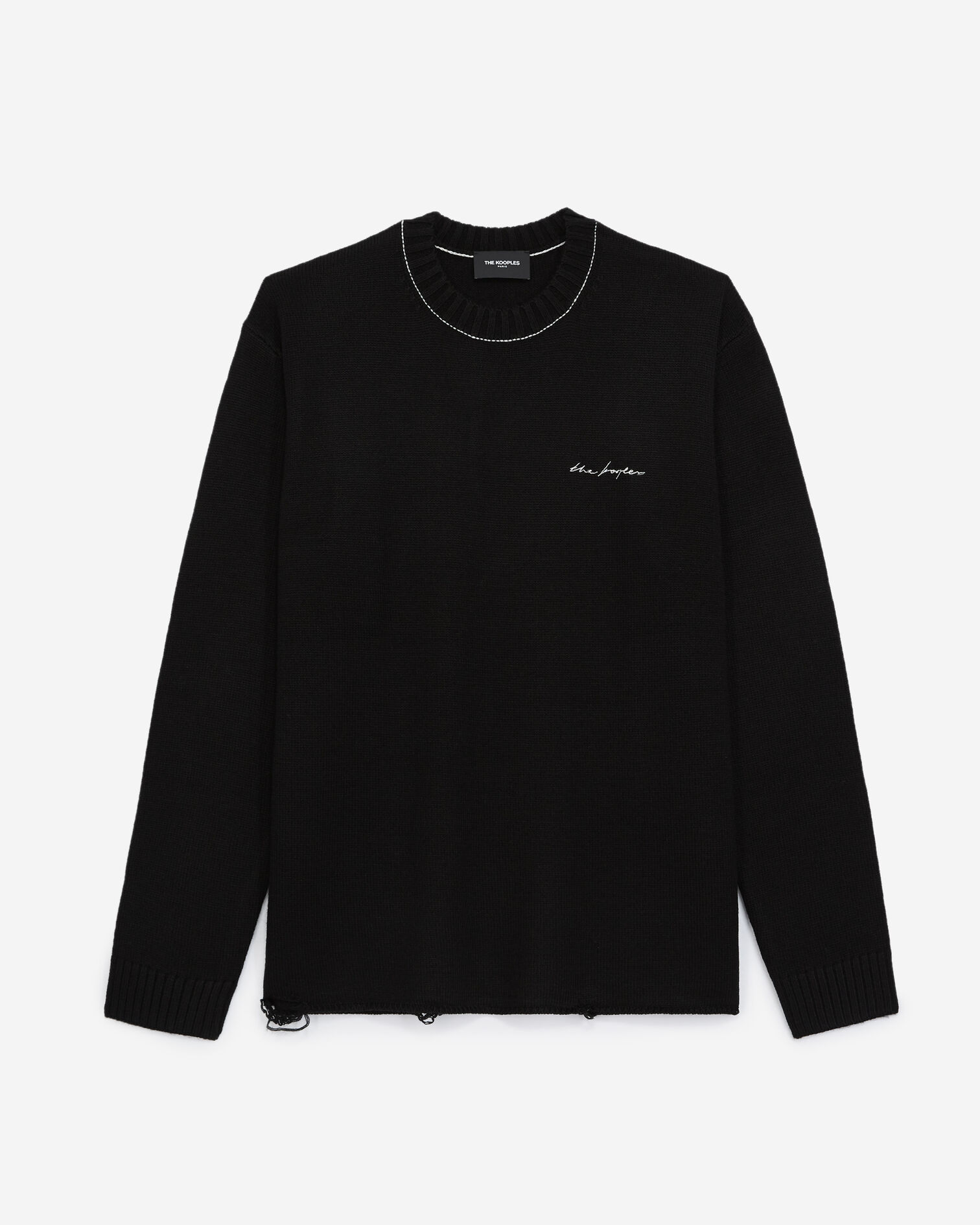 Pull laine mélangée noir à logo, BLACK, hi-res image number null
