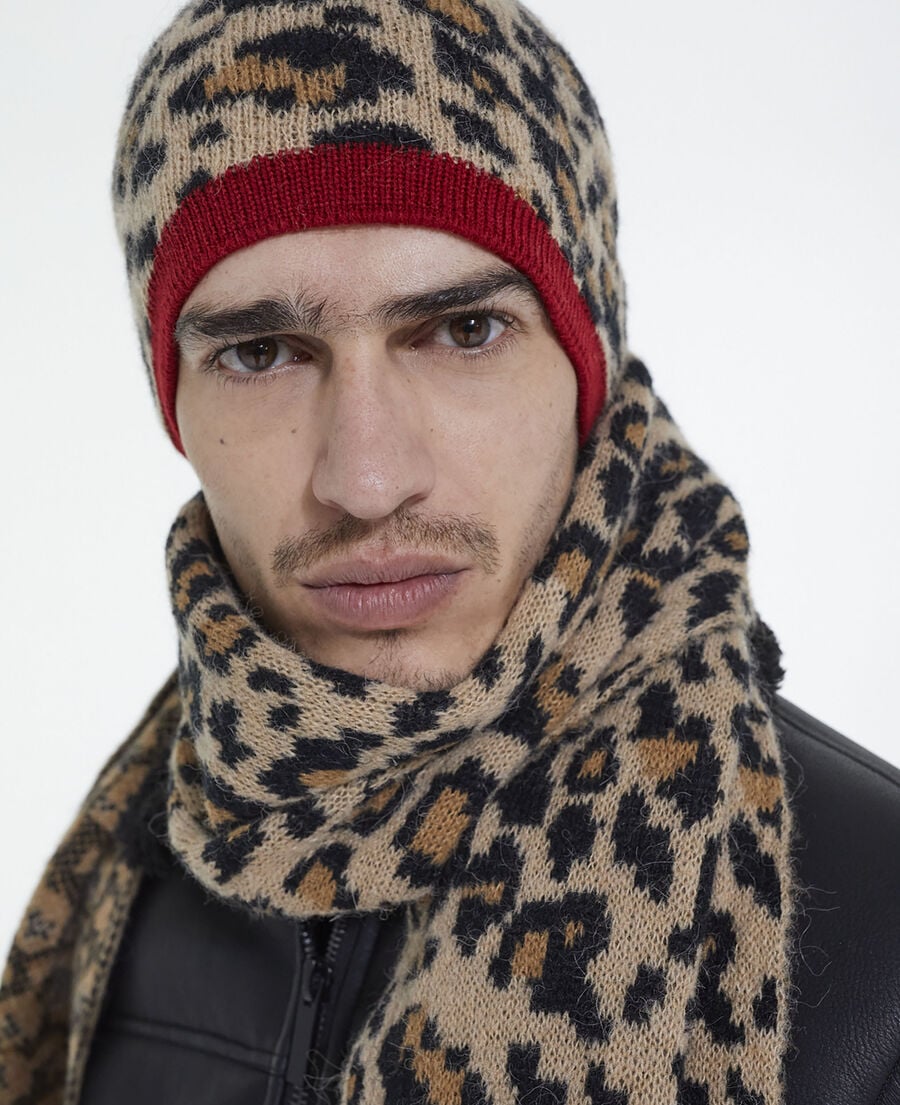 Leopard print wool beanie