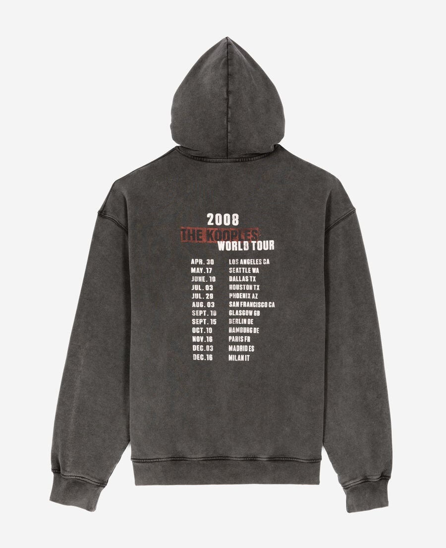 The Kooples H BLACK black screen-printed hooded sweatshirt 