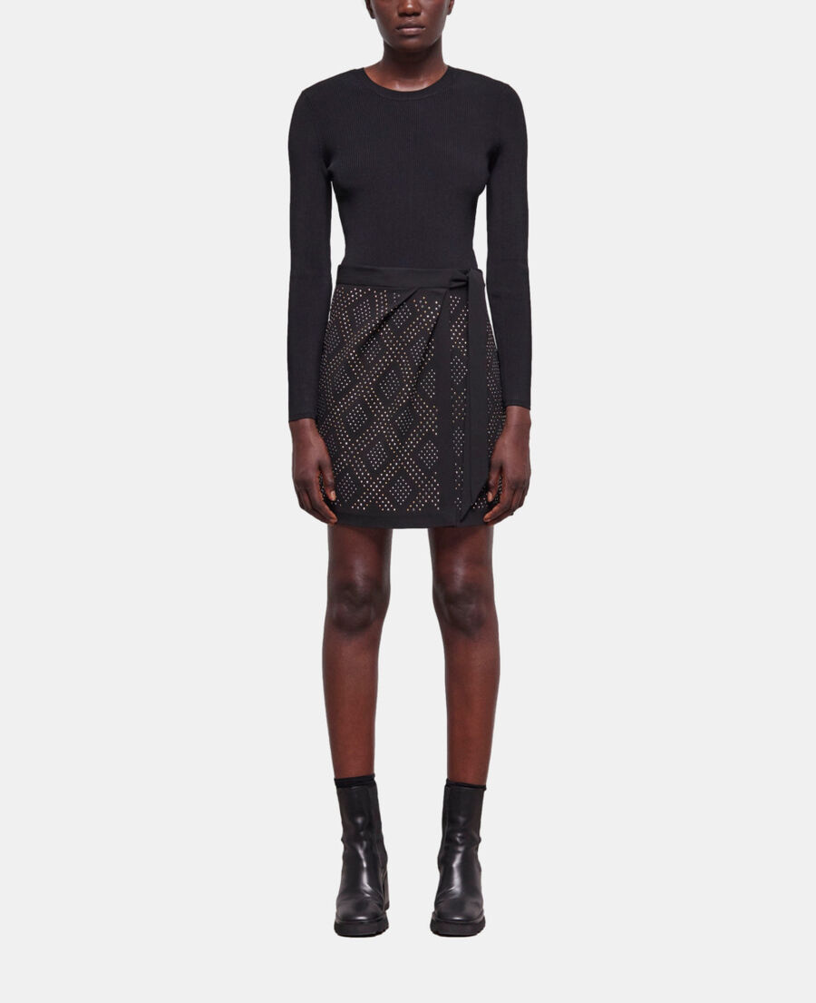 The Kooples FEMME BLACK jupe courte portefeuille noire