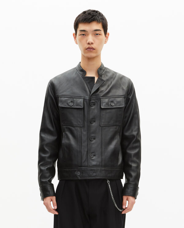 The Kooples HOMME BLACK veste en cuir noire