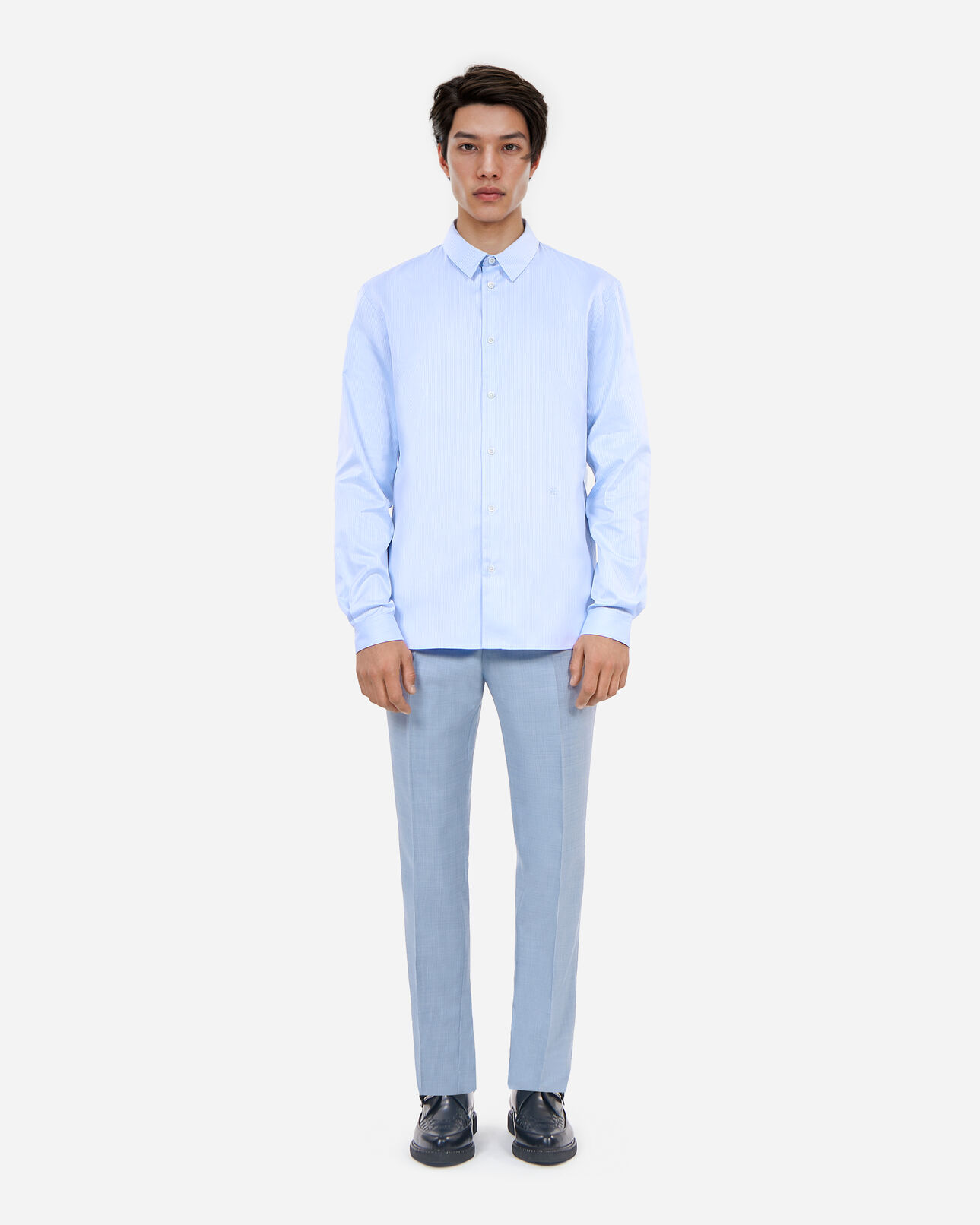 The Kooples H BLUE WHITE blue herringbone striped formal shirt