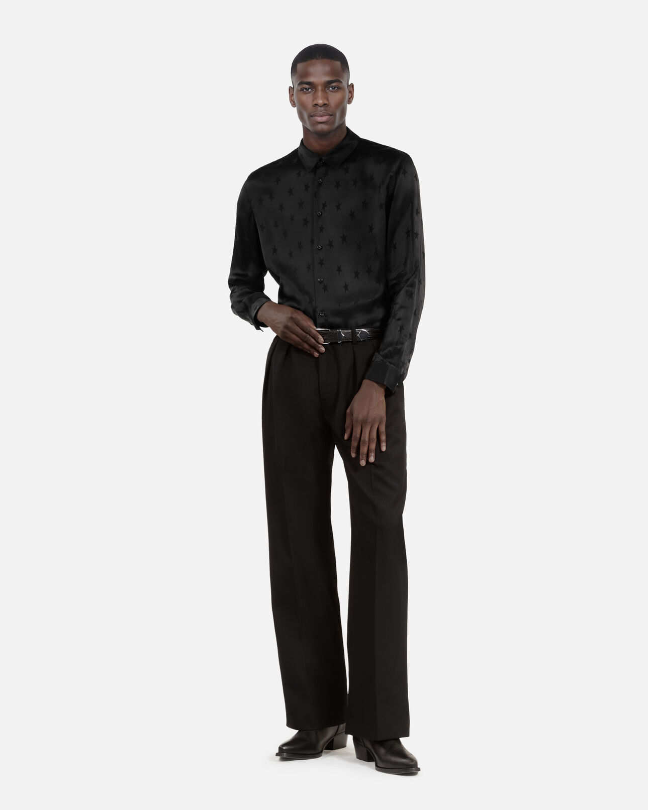 The Kooples MEN BLACK black jacquard shirt with stars