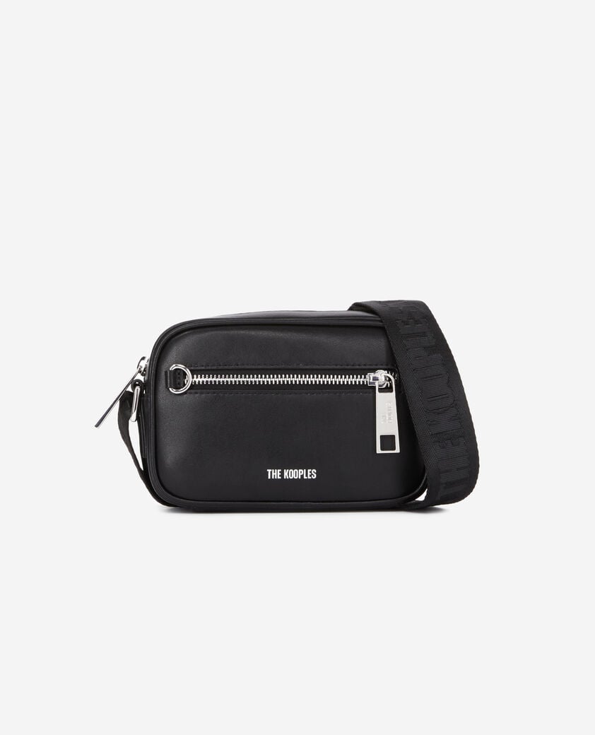 The Kooples MEN BLACK small black leather messenger bag