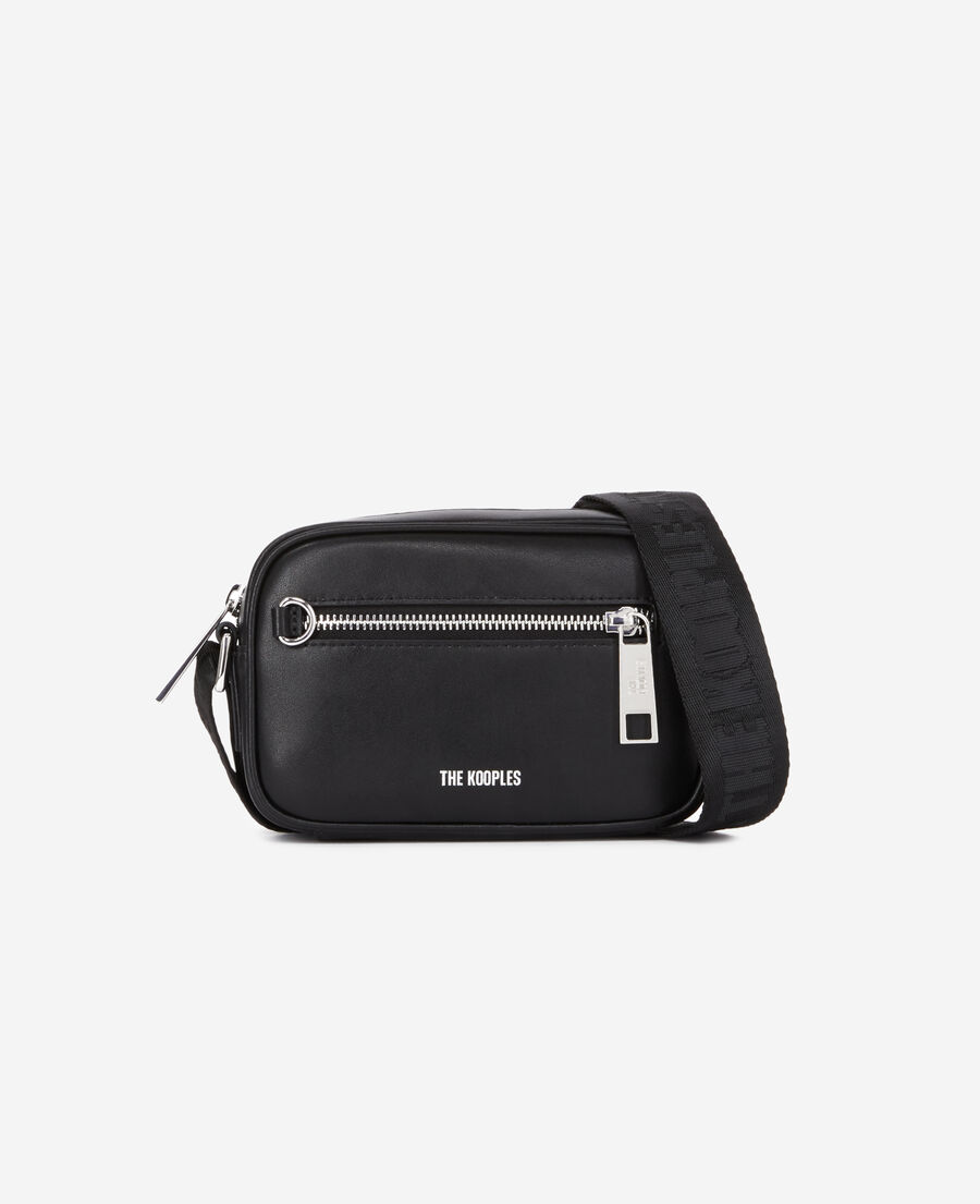 The Kooples MEN BLACK small black leather messenger bag