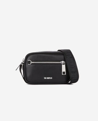 The Kooples MEN BLACK small black leather messenger bag