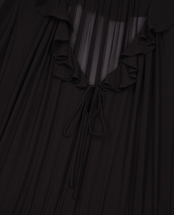 The Kooples WOMEN BLACK STONE short black dress with ruffles