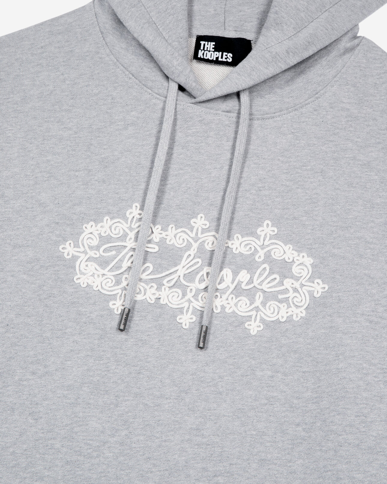 The Kooples HOMME LIGHT GREY MELANGE sweatshirt à capuche avec broderie logo gris