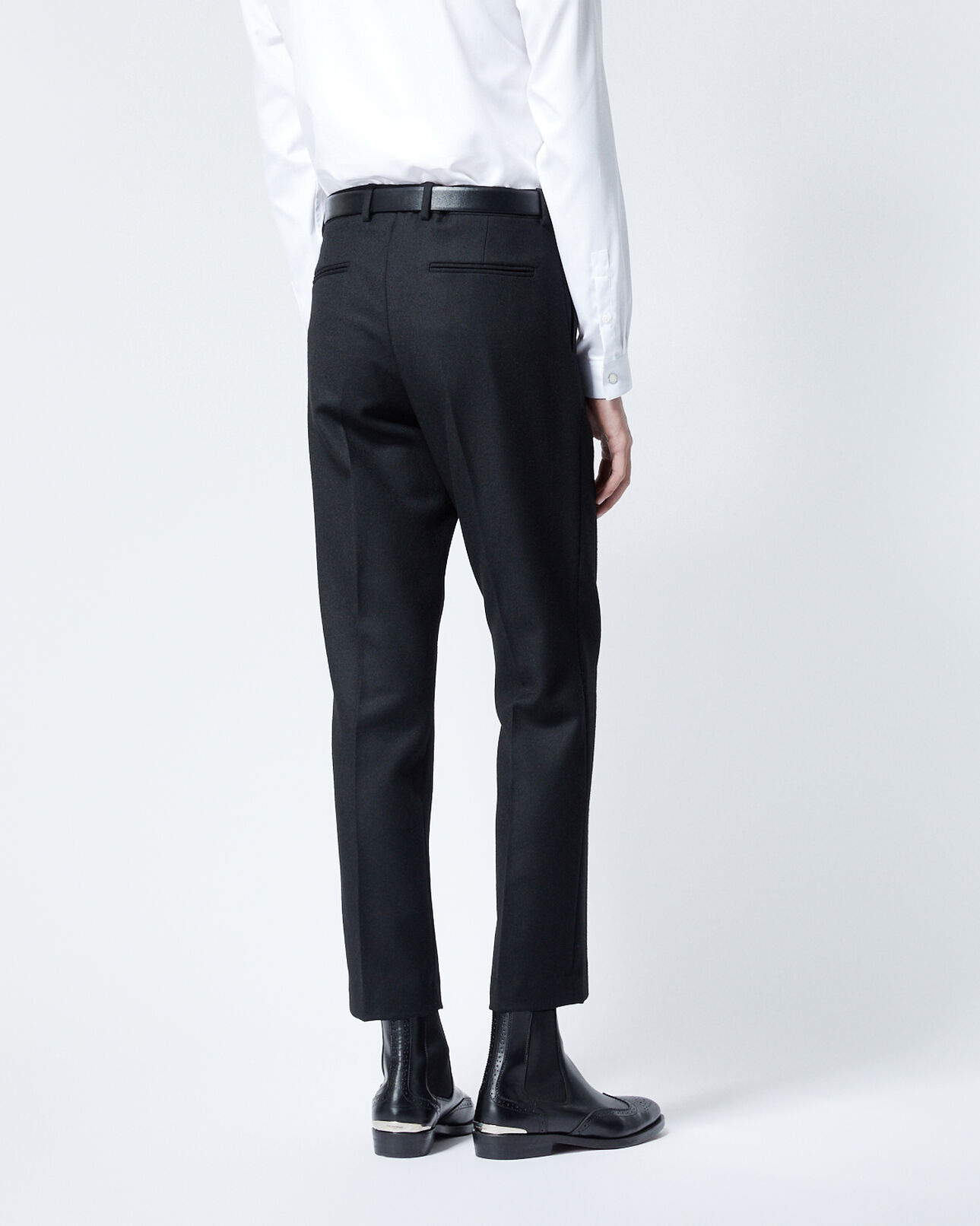 The Kooples HOMME BLACK pantalon laine noir détail cuir
