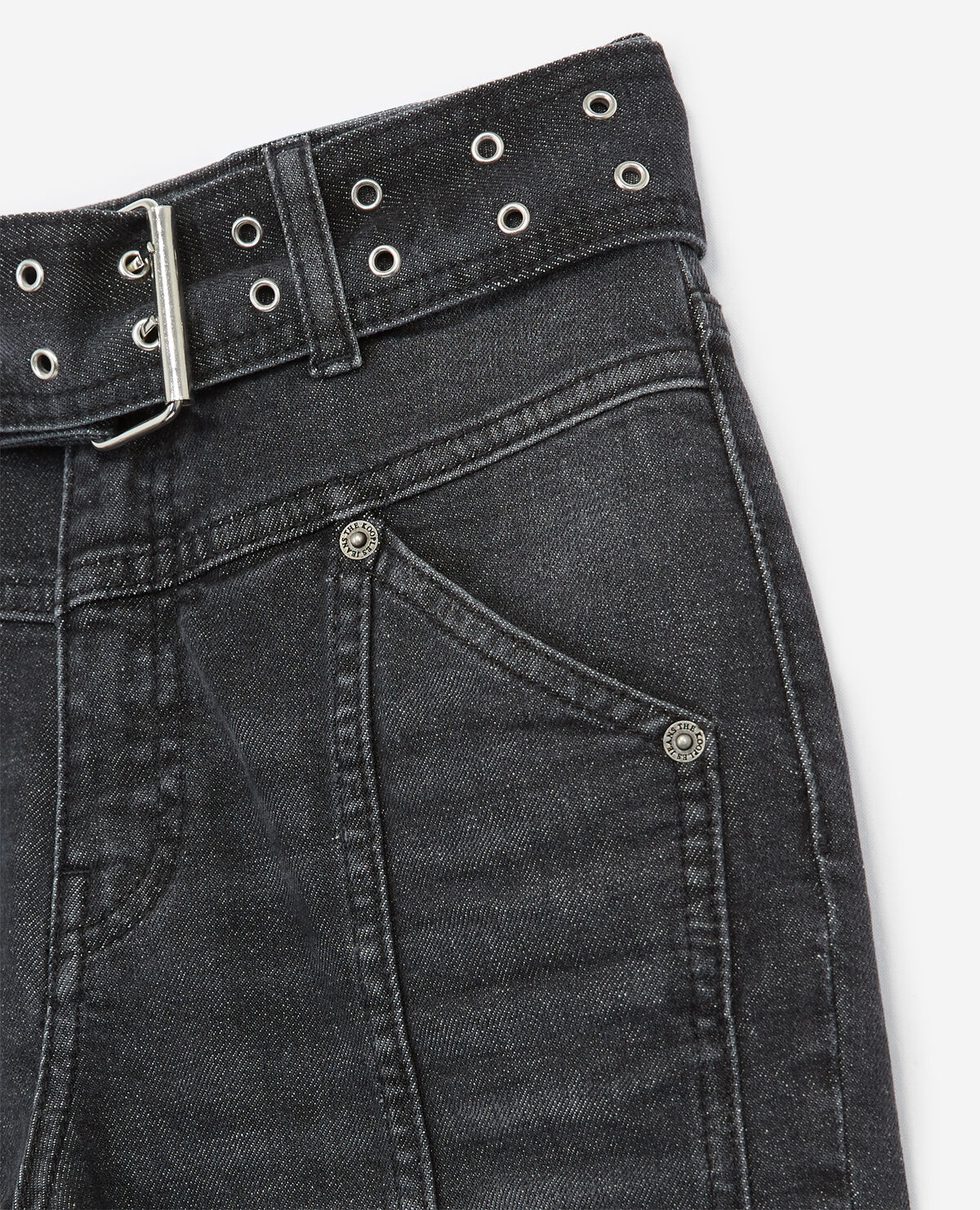 Faded black jeans with visible button The Kooples Women