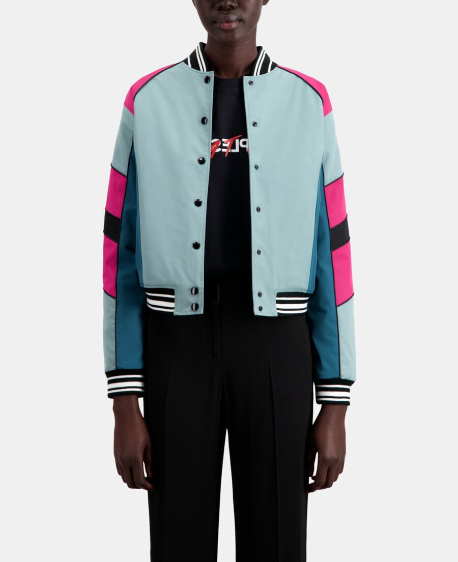 blouson court avec patchwork multicouleur