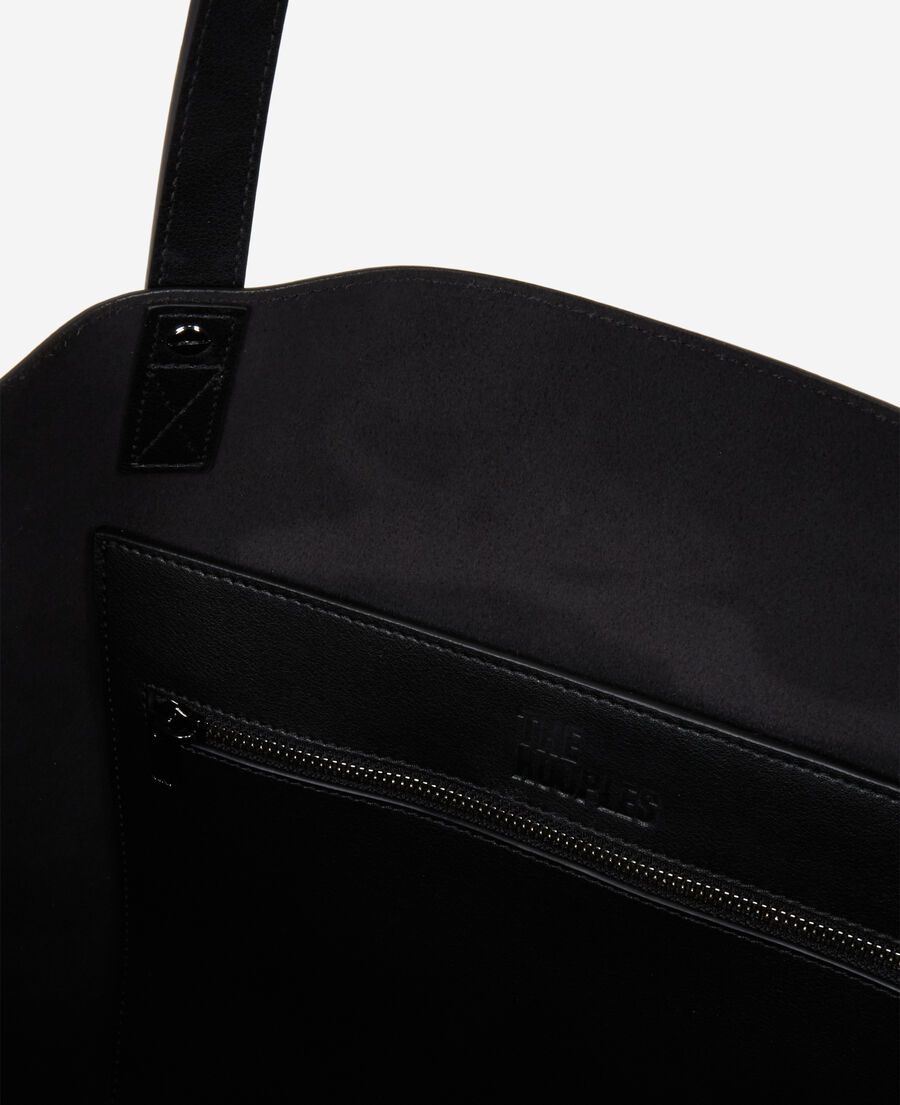 black leather tote bag