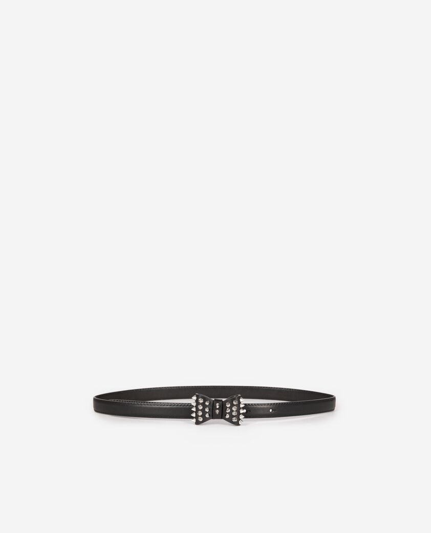 The Kooples WOMEN BLACK slim black leather belt with bow