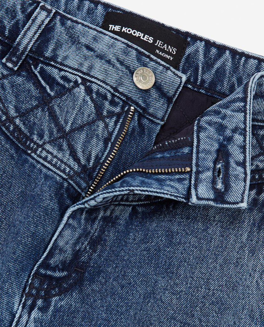 The Kooples WOMEN BLUE DENIM naomy wide-leg blue jeans with padded detail