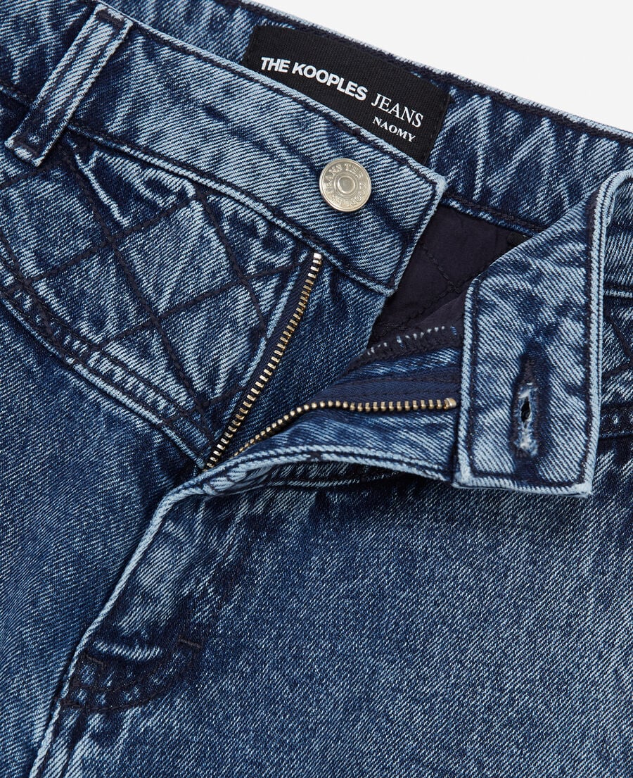 The Kooples WOMEN BLUE DENIM naomy wide-leg blue jeans with padded detail