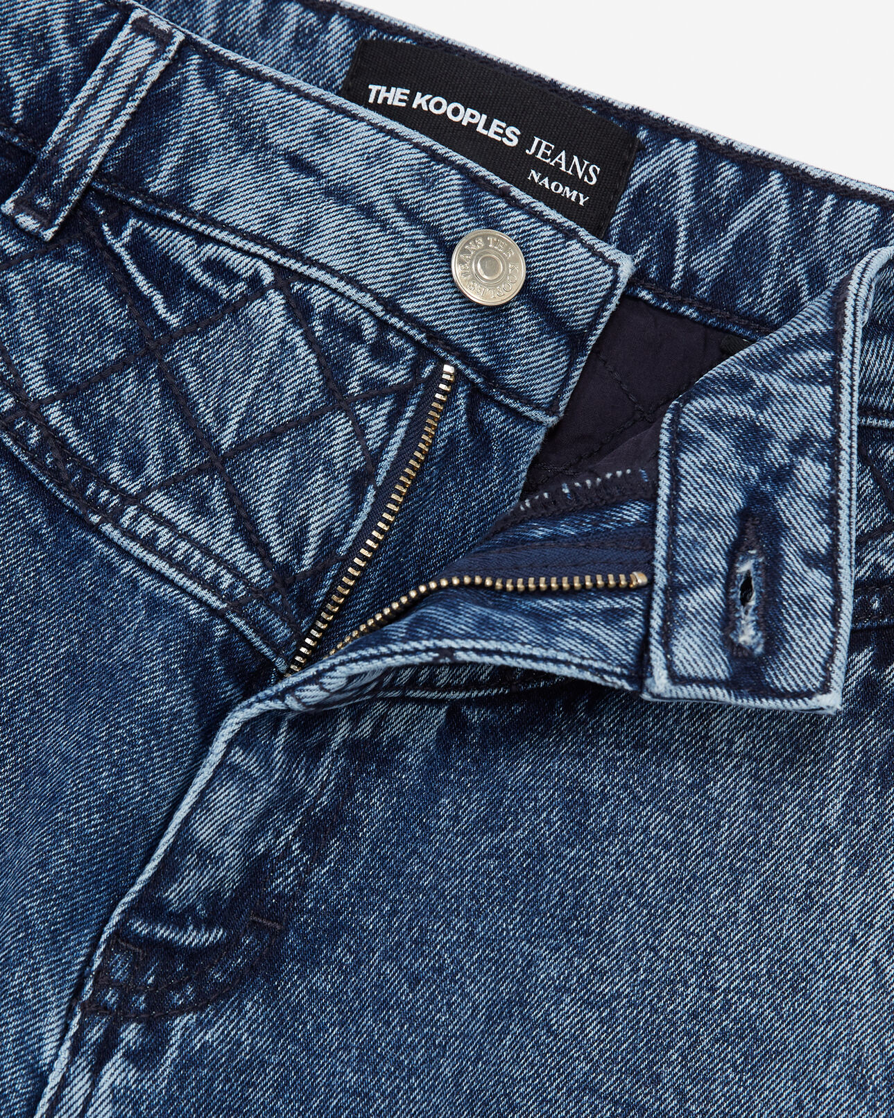 The Kooples FEMME BLUE DENIM jean bleu large naomy à détail matelassé