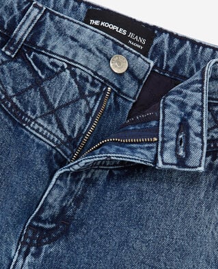 The Kooples WOMEN BLUE DENIM naomy wide-leg blue jeans with padded detail