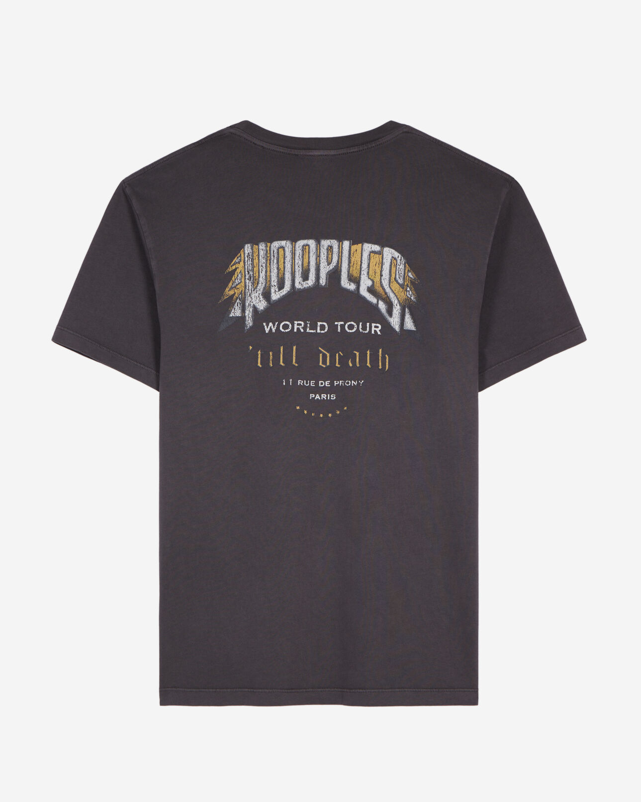 The Kooples MEN CARBONE carbon grey t-shirt with skull butterfly screen print