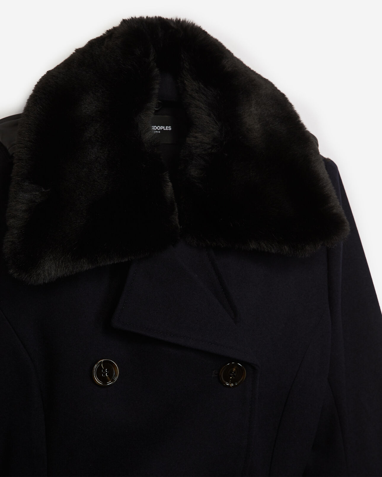 The Kooples WOMEN NAVY blue wool coat with insert
