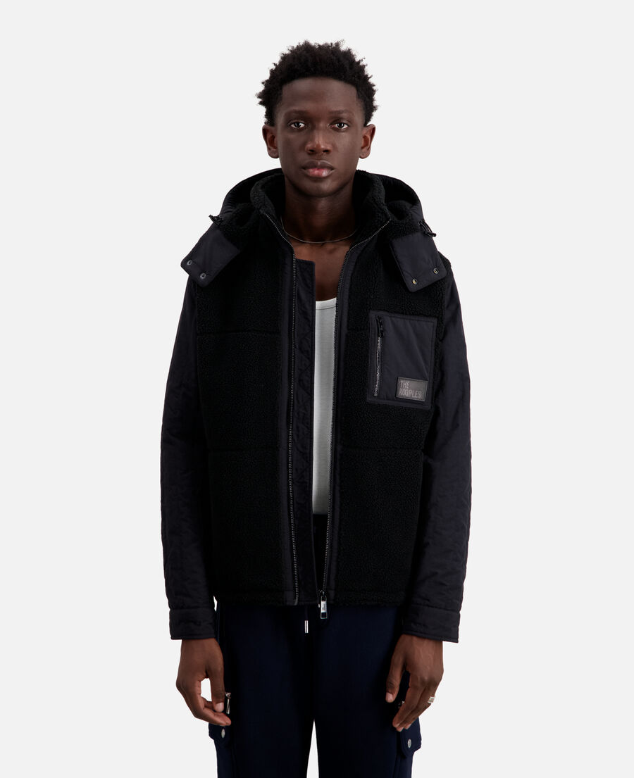 black sherpa overshirt type jacket