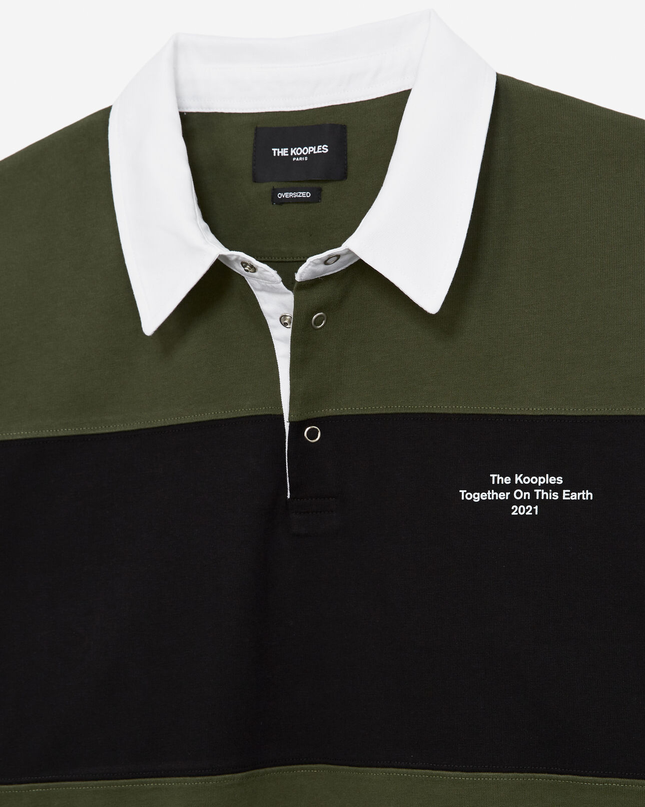 The Kooples HERREN BLACK KAKI poloshirt oversize gestreift dicke baumwolle