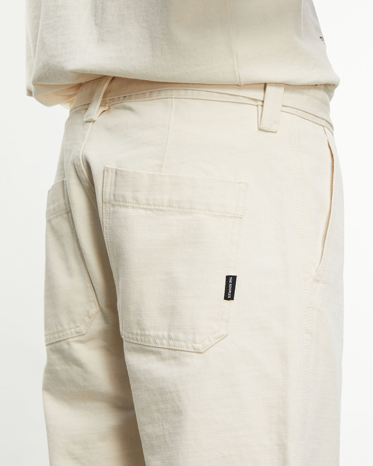 The Kooples HOMME NATURAL jean brut blanc cassé ceinture intégrée