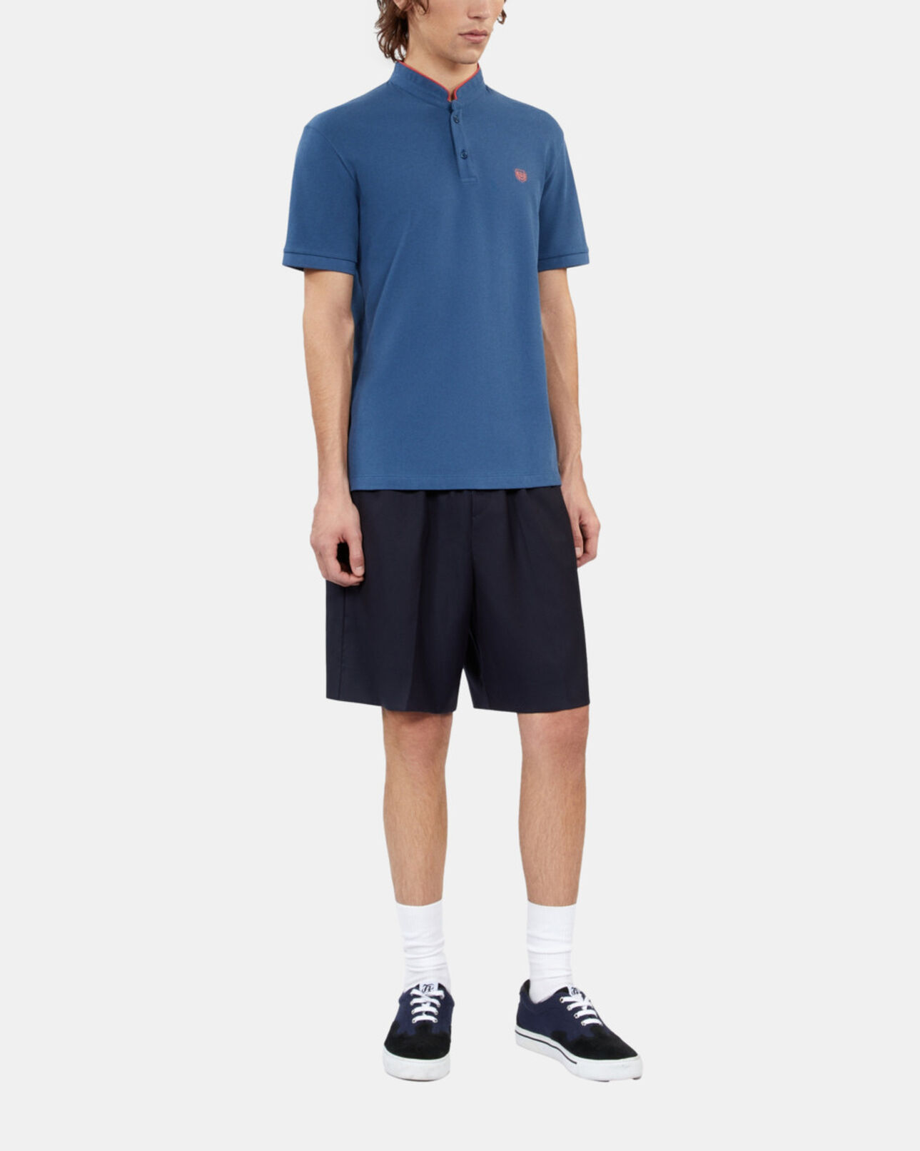 The Kooples MEN MIDDLE NAVY royal blue cotton pique polo t-shirt