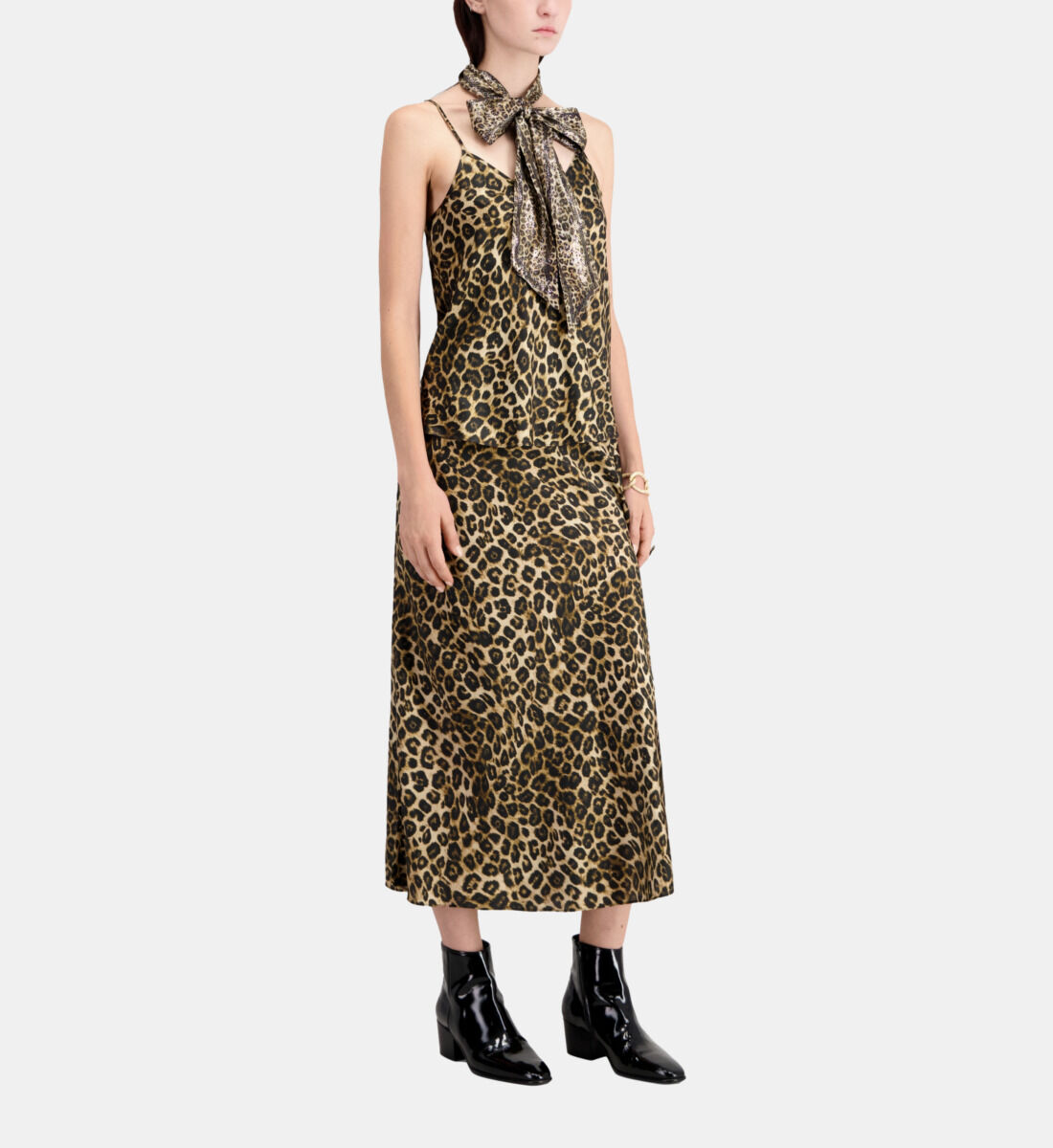 Jupe longue en soie l opard The Kooples