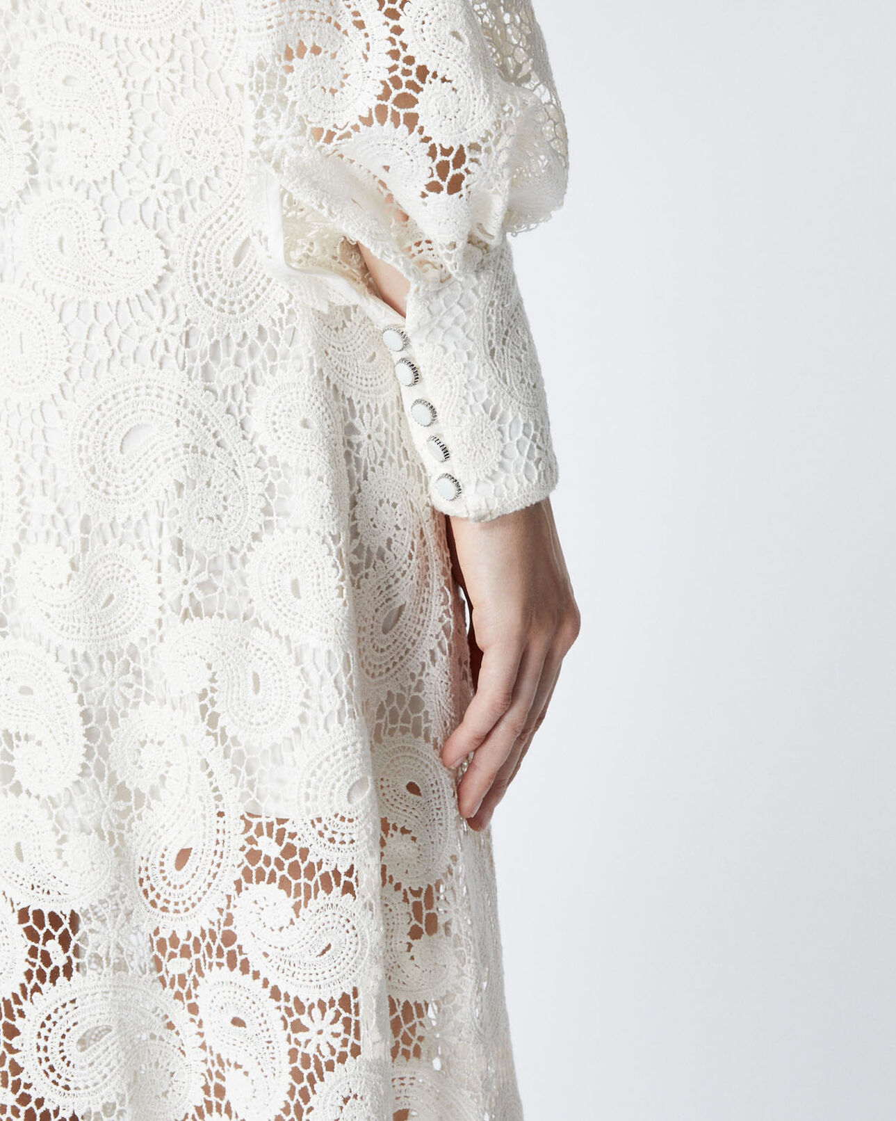 The Kooples WOMEN ECRU ecru long-sleeved lace dress