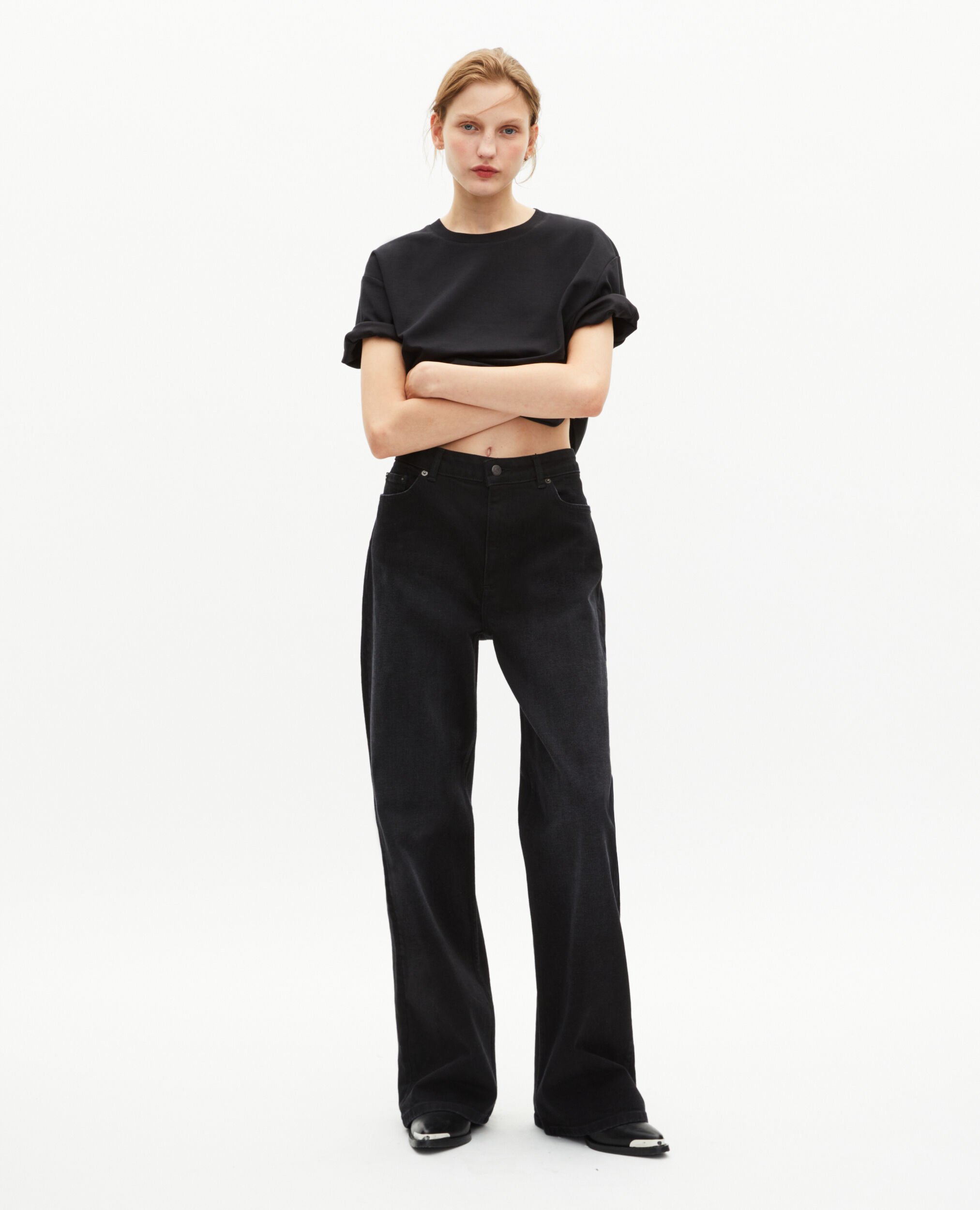 T-shirt droit uni noir, BLACK, hi-res image number null