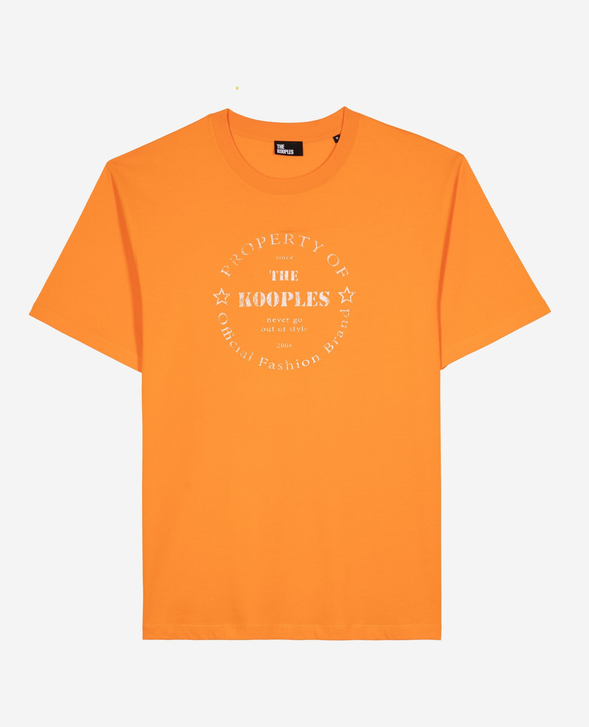 T-shirt with orange screen printing, ORANGE, hi-res image number null