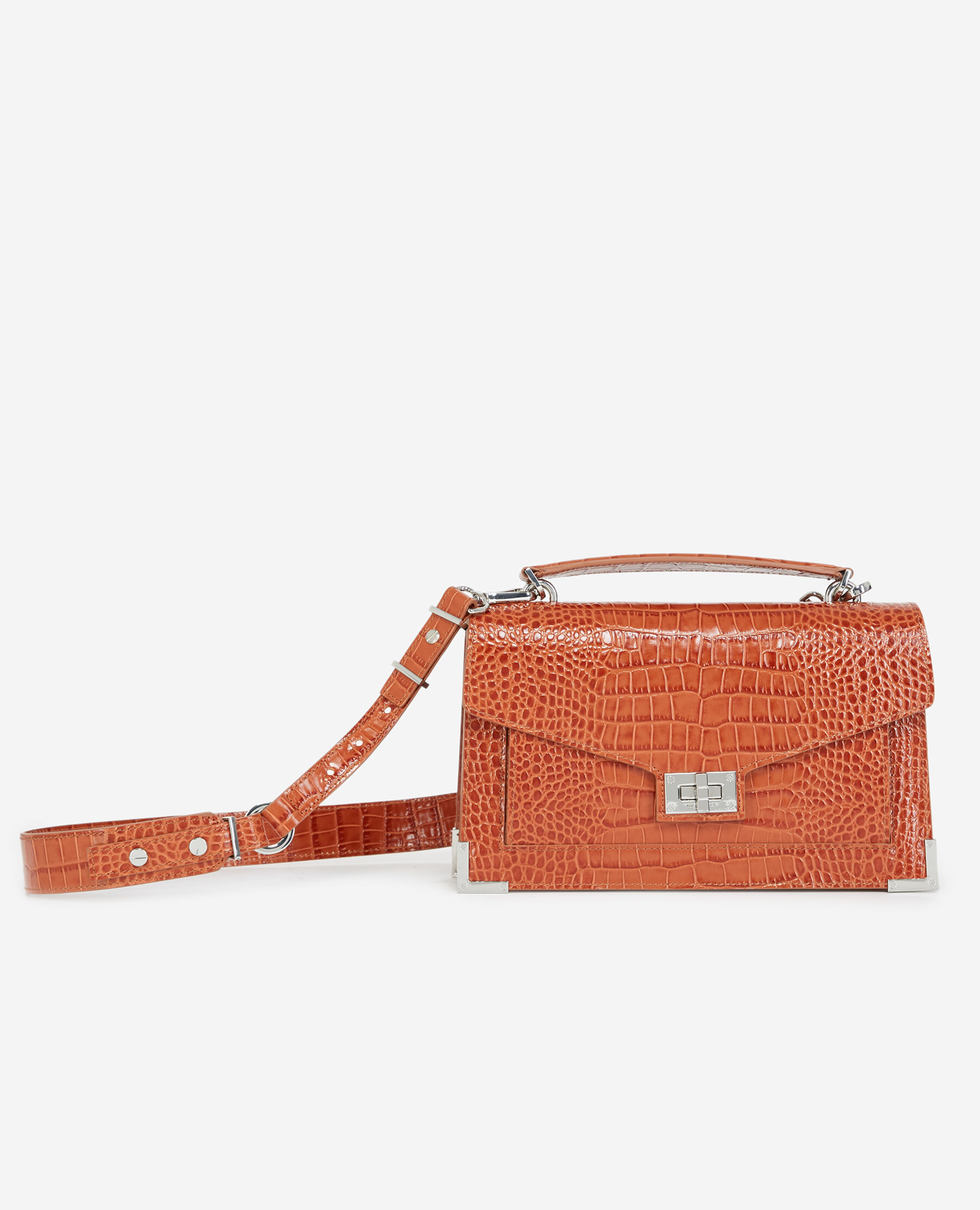 Emily medium red croc print bag in leather The Kooples US