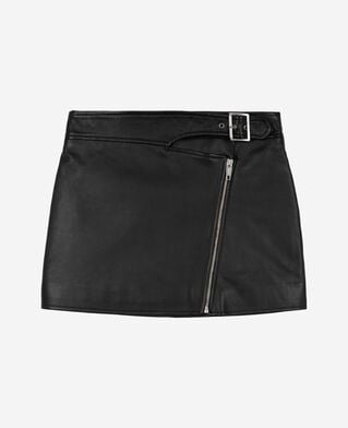 The Kooples FEMME BLACK jupe en cuir avec zip noire