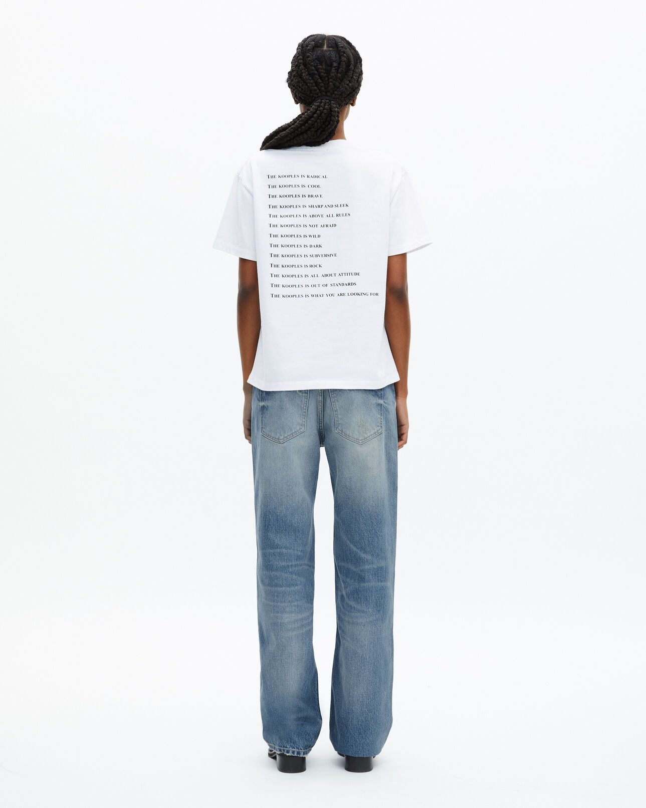 The Kooples DAMEN WHITE weißes t-shirt mit what is-schriftzug
