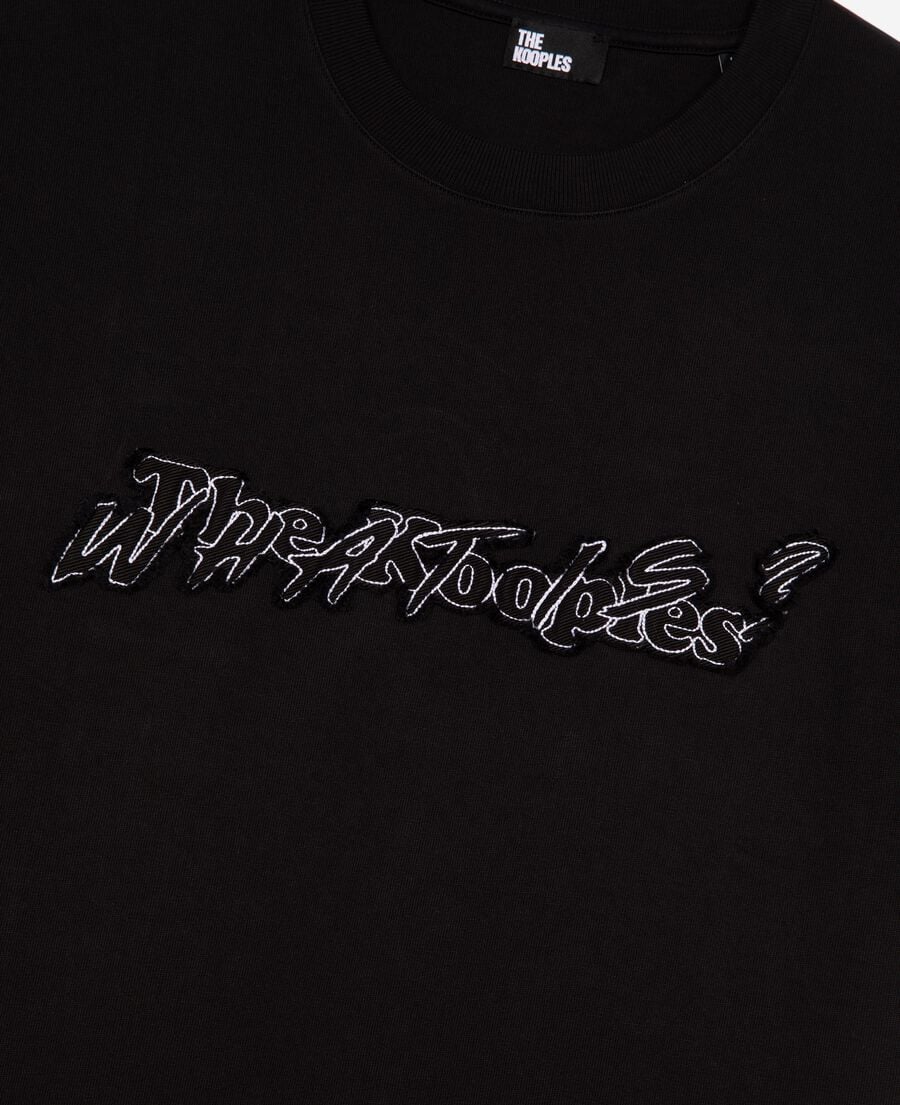 The Kooples H BLACK what is denim t-shirt black