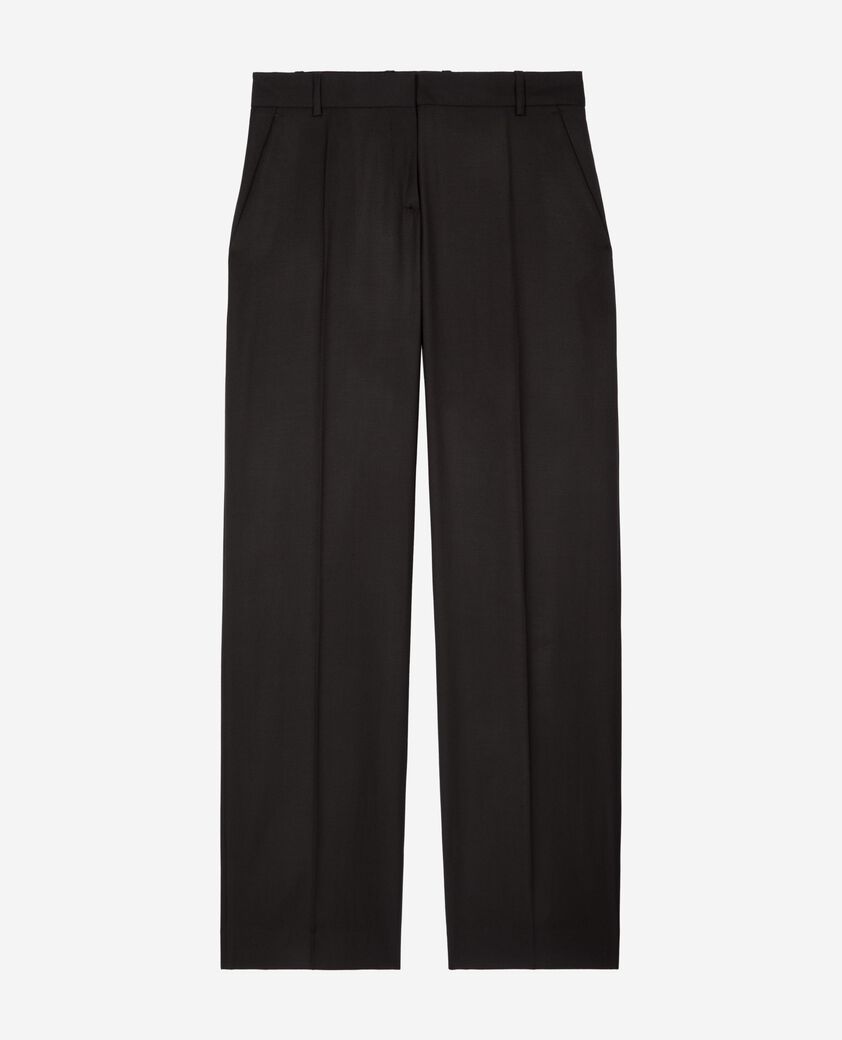 The Kooples WOMEN BLACK black wool wide-leg pants