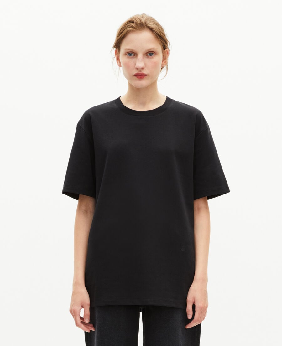 The Kooples MEN BLACK unisex plain black straight t-shirt