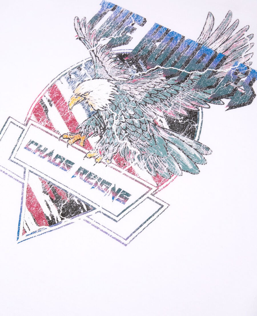 The Kooples H WHITE white t-shirt with chaos eagle serigraphy