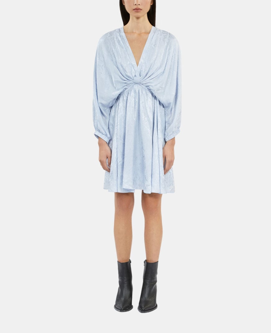 The Kooples F LAVENDER short blue python jacquard dress with draping