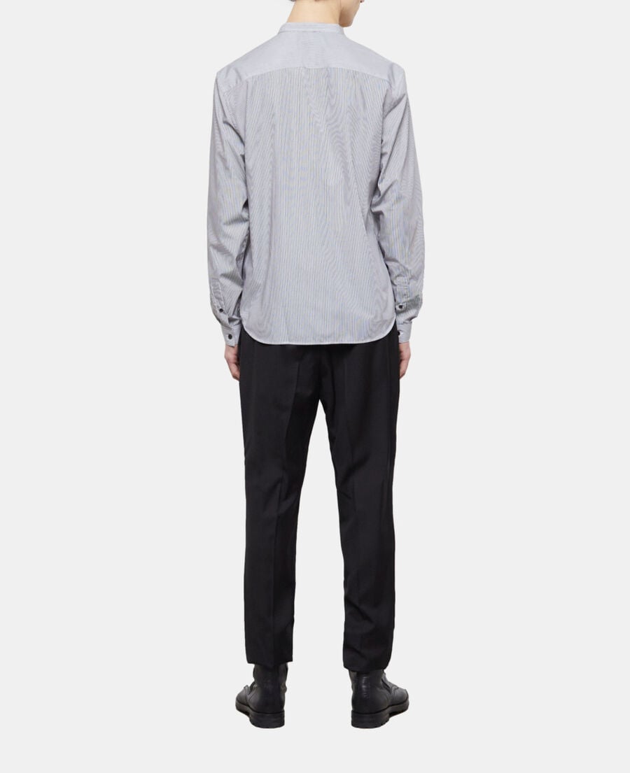 The Kooples HOMME BLACK WHITE chemise col officier slim à rayures