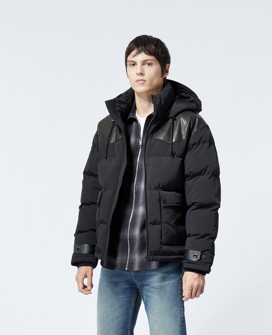 daunenjacke gesteppt schwarz westerndetail