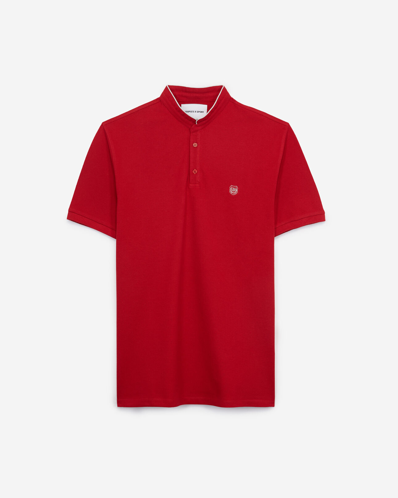 The Kooples HOMME CHILIPEPPER / GLACIERGREY polo rouge chili col officier slim