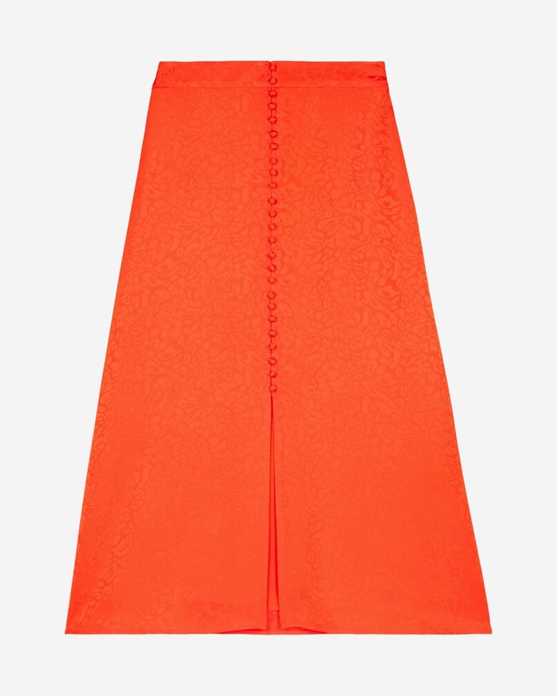The Kooples WOMEN ORANGE RED long skirt in orange jacquard