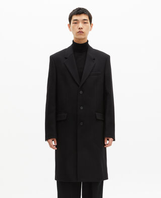 The Kooples MEN BLACK black leather lapel collar coat