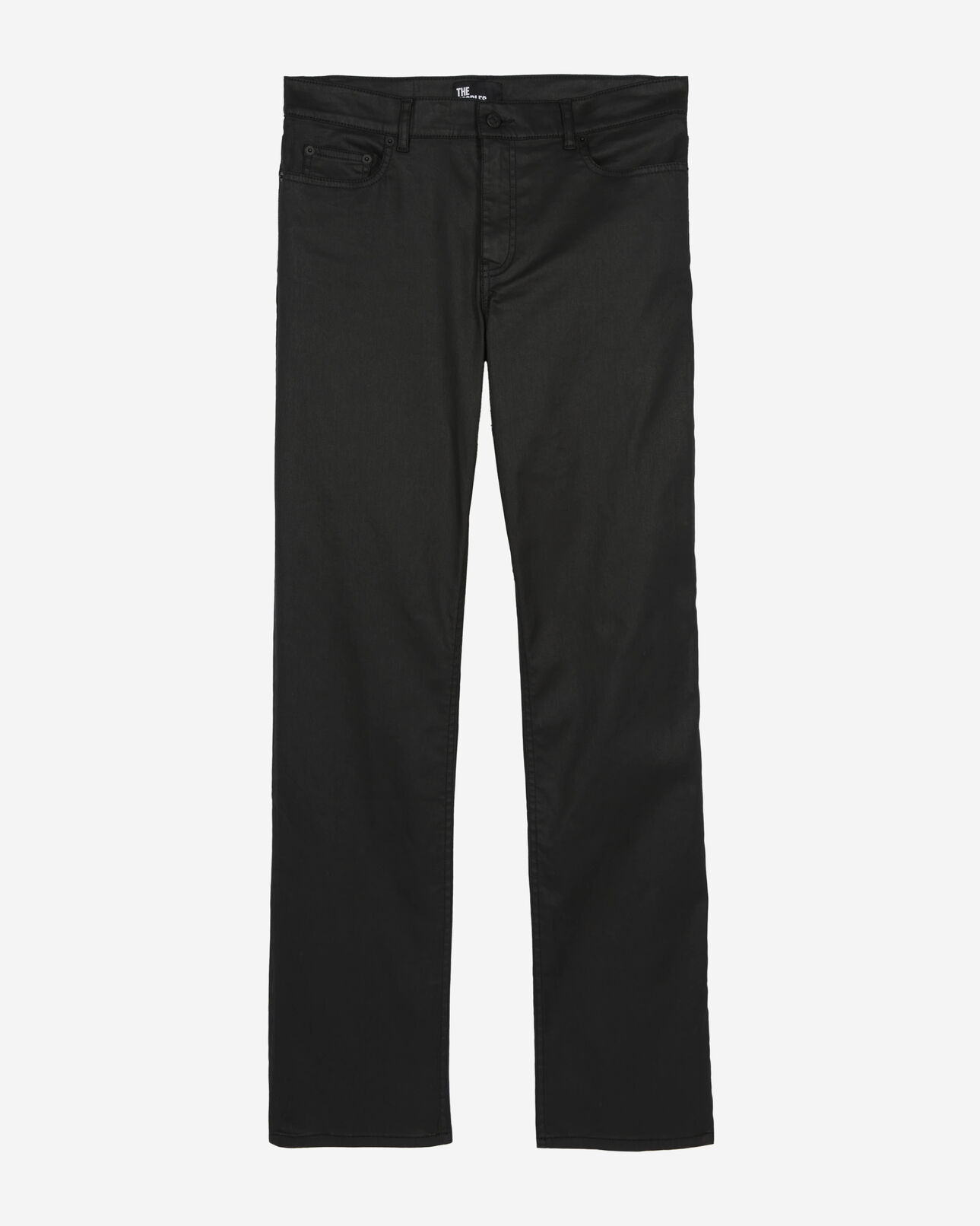 The Kooples MEN BLACK black leather-effect straight-leg jeans