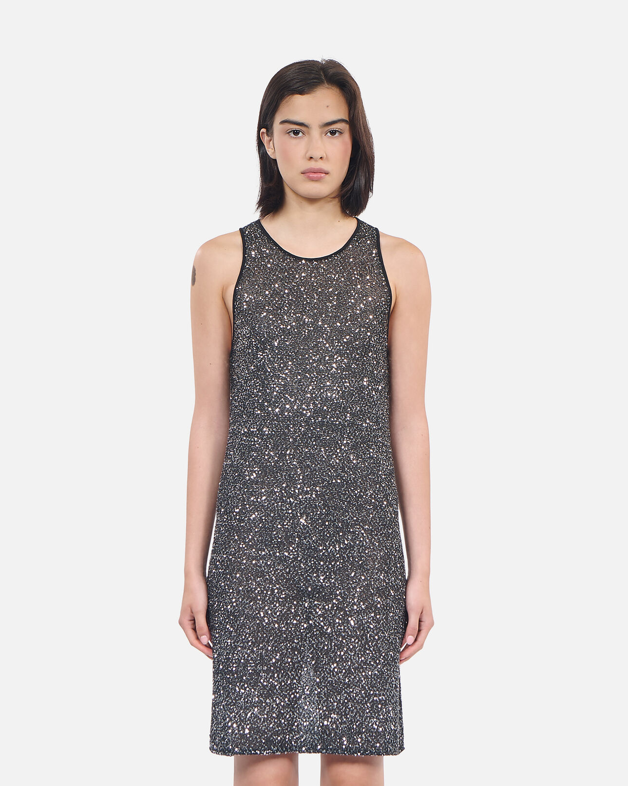 The Kooples DAMEN BLACK kurzes, schwarzes strickkleid mit pailletten