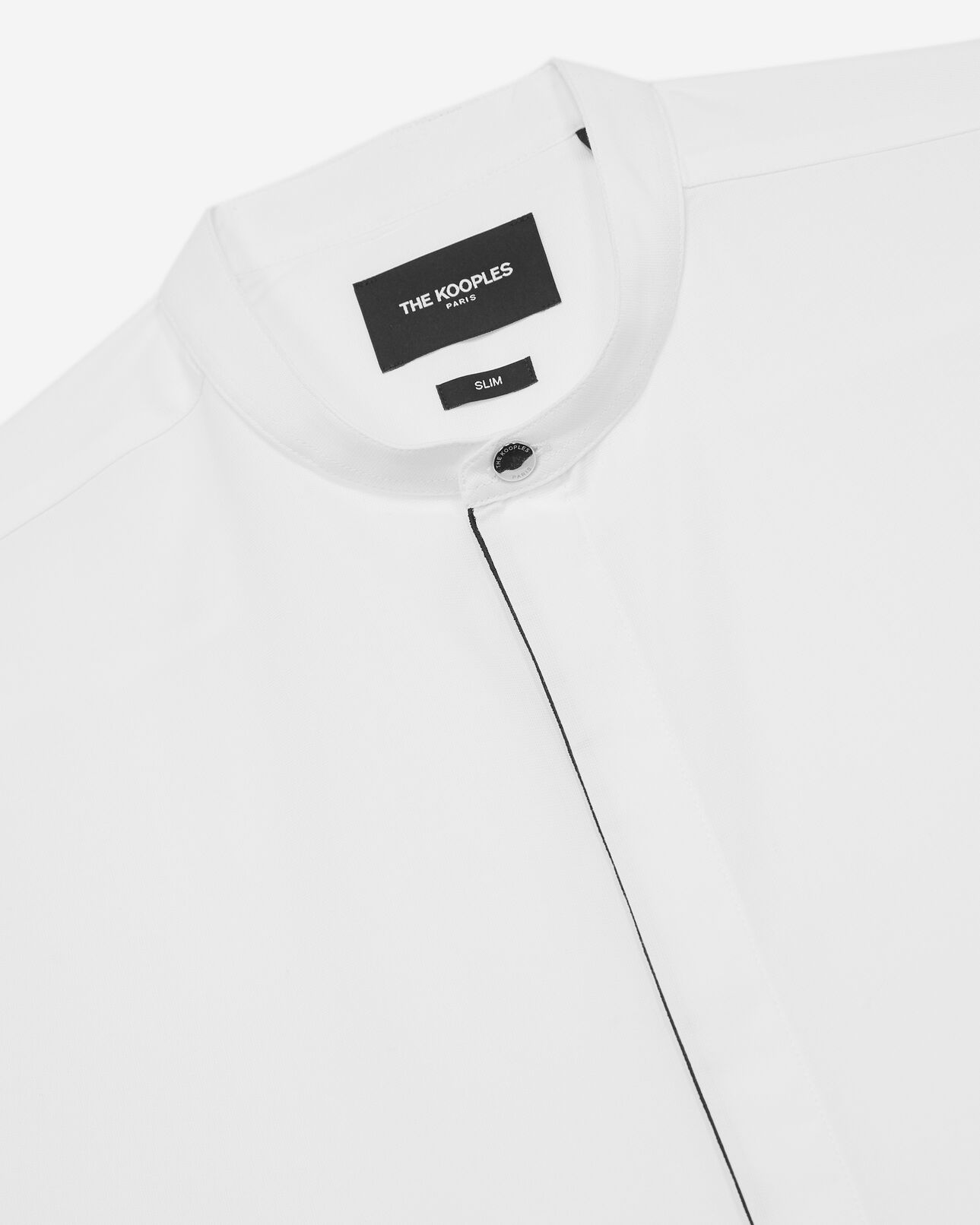 The Kooples HOMME WHITE chemise sans col slim coton blanc