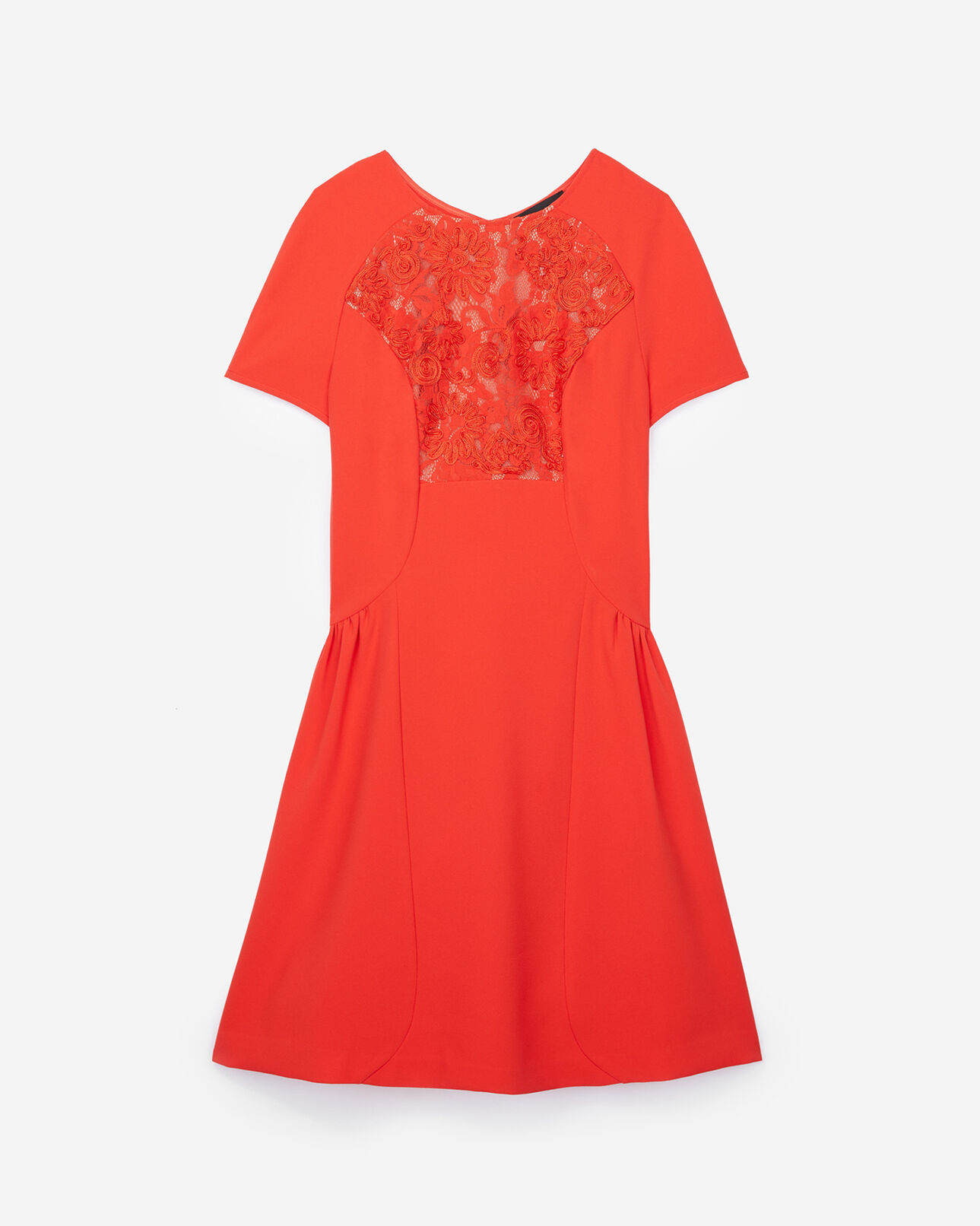 The Kooples FEMME RED robe rouge à plastron dentelle
